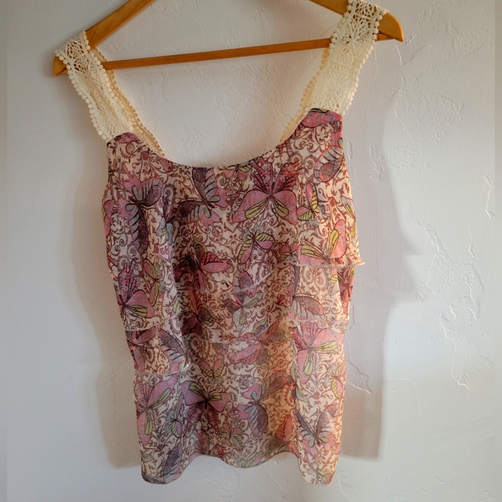 Sheer Ruffled Tank Top